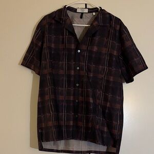 THEORY : Men's Plaid Short Sleeve Shirt